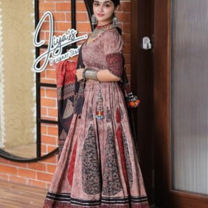 Red and Black Printed Traditional Navratri Lahenga Choli